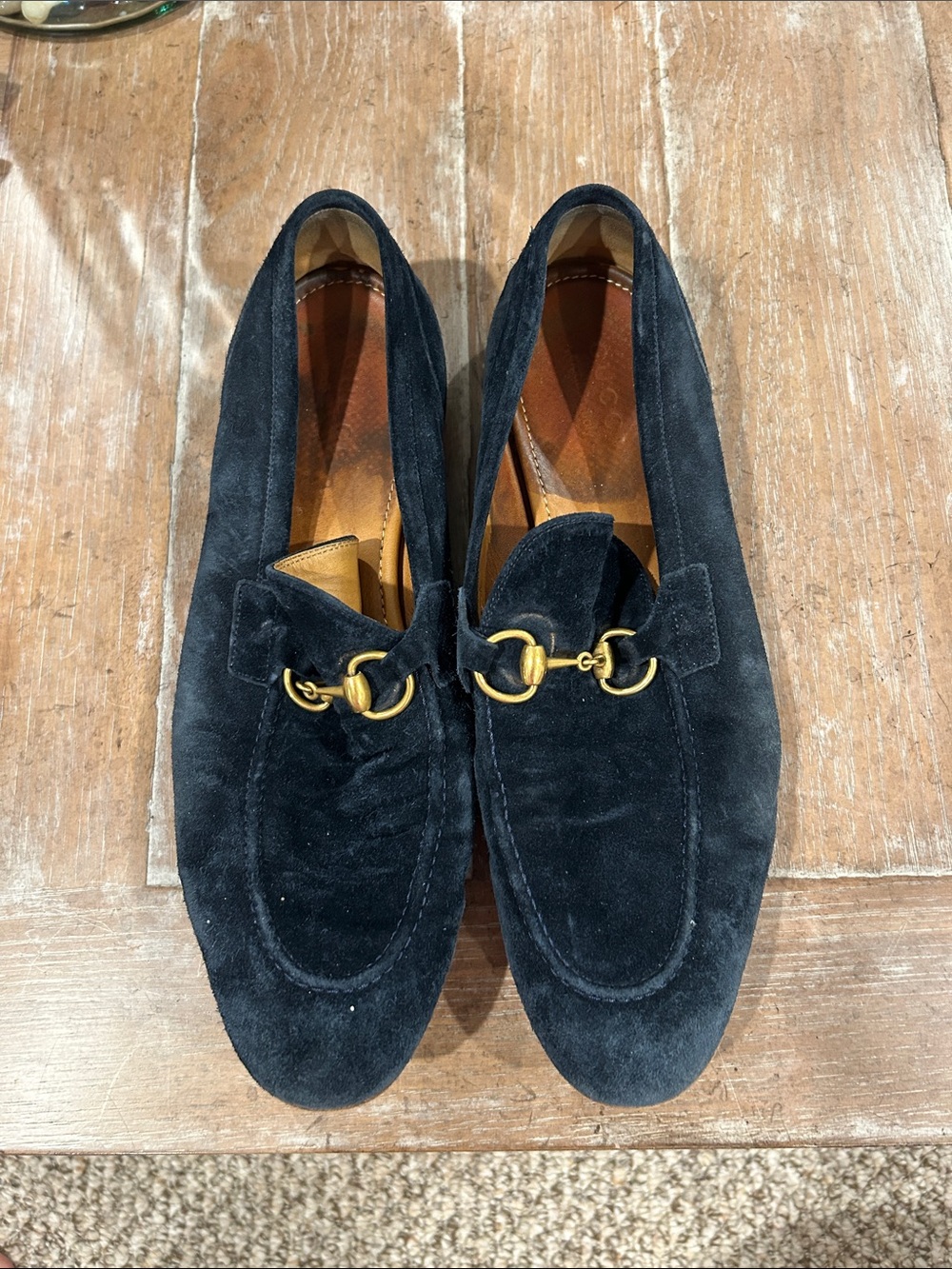 Gucci Jordaan Blue Suede Loafers